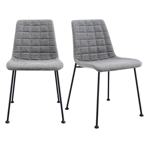 EE Test Vendor Elma Quilted Tweed Fabric Dining Side Chairs with Powder Coated Steel Legs Set of 2 EETEST-30558LTGRY