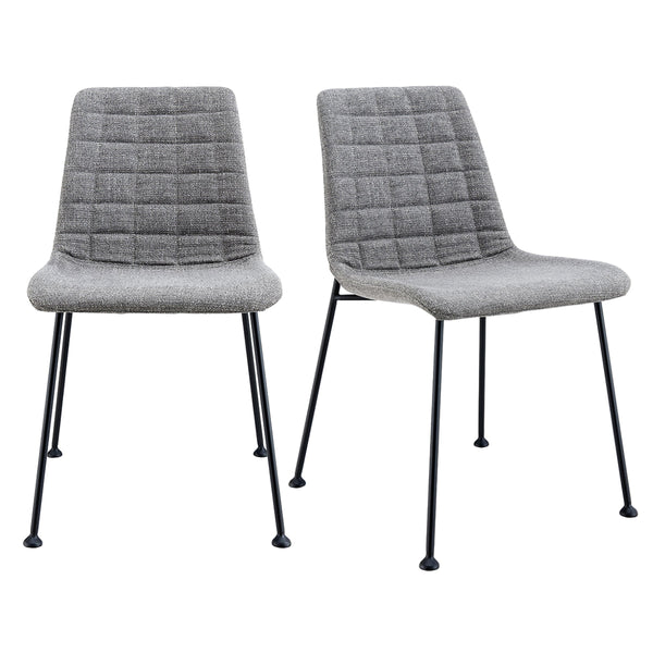 EE Test Vendor Elma Quilted Tweed Fabric Dining Side Chairs with Powder Coated Steel Legs Set of 2 EETEST-30558LTGRY