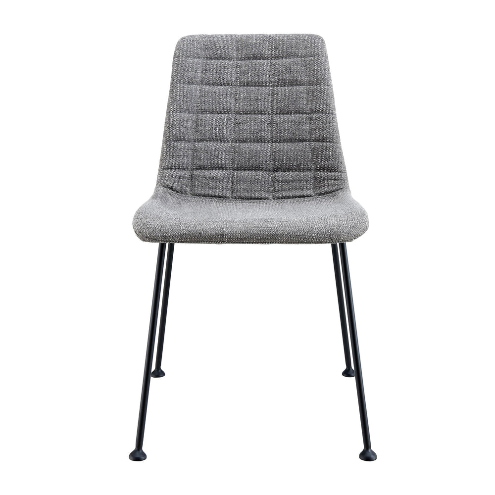 EE Test Vendor Elma Quilted Tweed Fabric Dining Side Chairs with Powder Coated Steel Legs Set of 2 EETEST-30558LTGRY