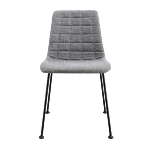 Elma Quilted Tweed Fabric Dining Side Chairs with Powder Coated Steel Legs Set of 2