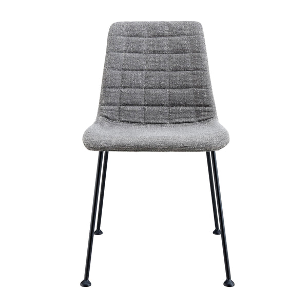 Elma Quilted Tweed Fabric Dining Side Chairs with Powder Coated Steel Legs Set of 2