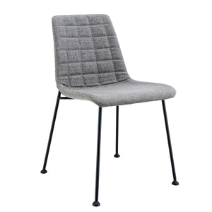 Elma Quilted Tweed Fabric Dining Side Chairs with Powder Coated Steel Legs Set of 2