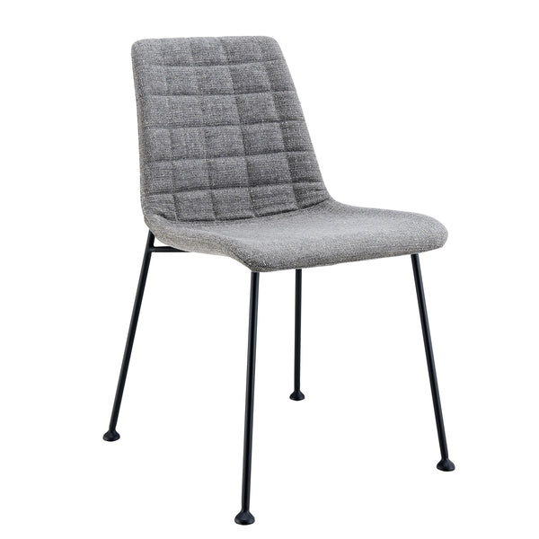 Elma Quilted Tweed Fabric Dining Side Chairs with Powder Coated Steel Legs Set of 2