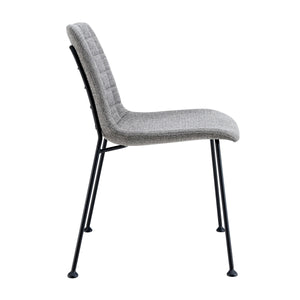 Elma Quilted Tweed Fabric Dining Side Chairs with Powder Coated Steel Legs Set of 2