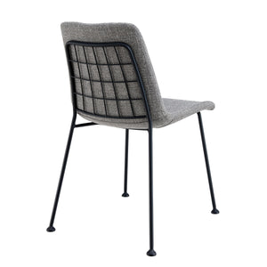 Elma Quilted Tweed Fabric Dining Side Chairs with Powder Coated Steel Legs Set of 2