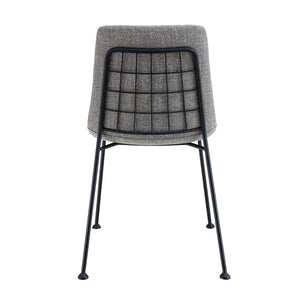Elma Quilted Tweed Fabric Dining Side Chairs with Powder Coated Steel Legs Set of 2