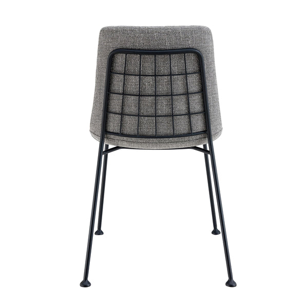 Elma Quilted Tweed Fabric Dining Side Chairs with Powder Coated Steel Legs Set of 2
