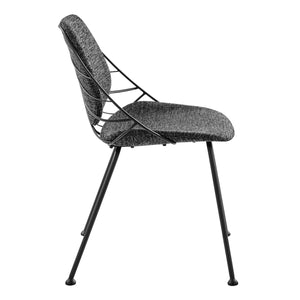 Linnea Art Deco Dining Chair Set Steel Frame Leaf Back Upholstered Seat Pair for Home Room