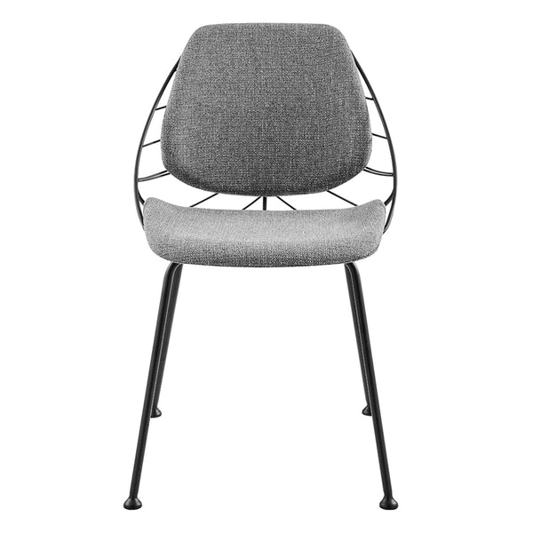 Linnea Art Deco Dining Chair Set Steel Frame Leaf Back Upholstered Seat Pair for Home Room