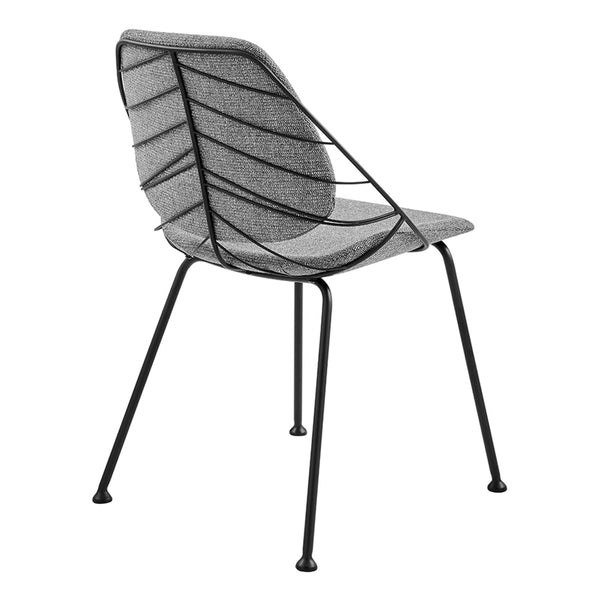 Linnea Art Deco Dining Chair Set Steel Frame Leaf Back Upholstered Seat Pair for Home Room