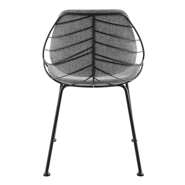 Linnea Art Deco Dining Chair Set Steel Frame Leaf Back Upholstered Seat Pair for Home Room