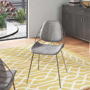 Linnea Art Deco Dining Chair Set Steel Frame Leaf Back Upholstered Seat Pair for Home Room