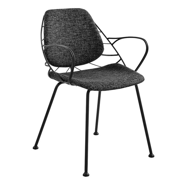 Linnea Art Deco Fabric Accent Chair Set with Steel Legs and Decorative Leaf Back Design