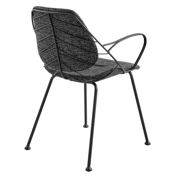 Linnea Art Deco Fabric Accent Chair Set with Steel Legs and Decorative Leaf Back Design