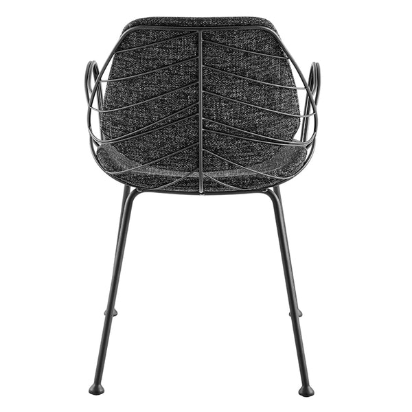 Linnea Art Deco Fabric Accent Chair Set with Steel Legs and Decorative Leaf Back Design