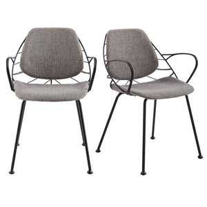 EE Test Vendor Linnea Art Deco Fabric Accent Chair Set with Steel Legs and Decorative Leaf Back Design Light Gray EETEST-30562LTGRY
