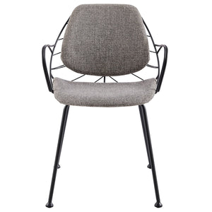 Linnea Art Deco Fabric Accent Chair Set with Steel Legs and Decorative Leaf Back Design