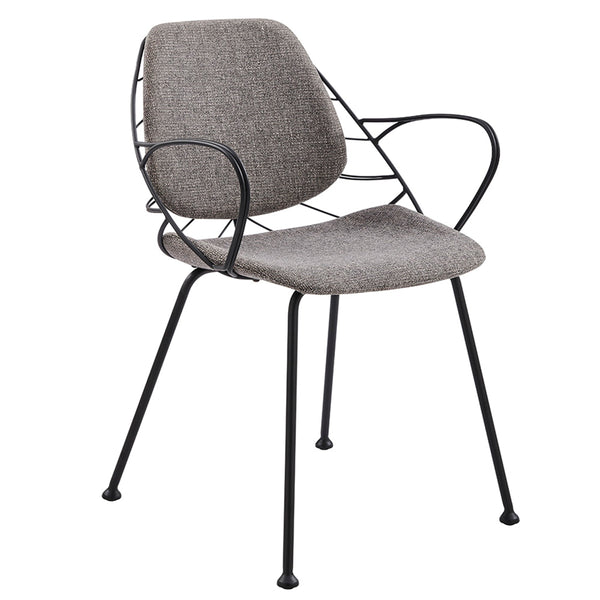 Linnea Art Deco Fabric Accent Chair Set with Steel Legs and Decorative Leaf Back Design