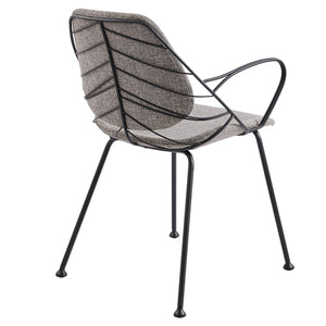 Linnea Art Deco Fabric Accent Chair Set with Steel Legs and Decorative Leaf Back Design