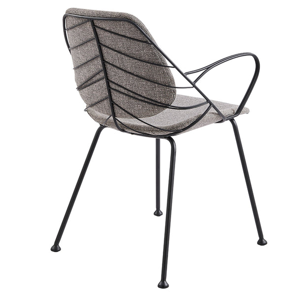 Linnea Art Deco Fabric Accent Chair Set with Steel Legs and Decorative Leaf Back Design