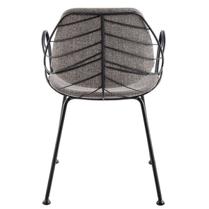 Linnea Art Deco Fabric Accent Chair Set with Steel Legs and Decorative Leaf Back Design