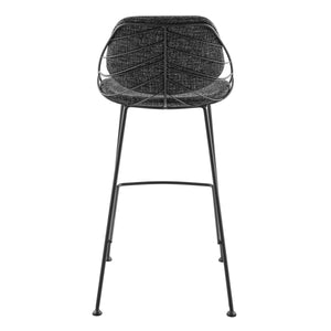 Linnea Art Deco Fabric Barstools with Steel Legs and Leaf Back Design for Kitchen Set of 2