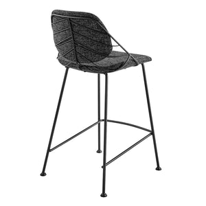 Linnea Art Deco Counter Stools Upholstered Leaf Back Steel Legs for Kitchen Bar Dining