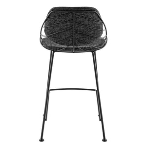Linnea Art Deco Counter Stools Upholstered Leaf Back Steel Legs for Kitchen Bar Dining