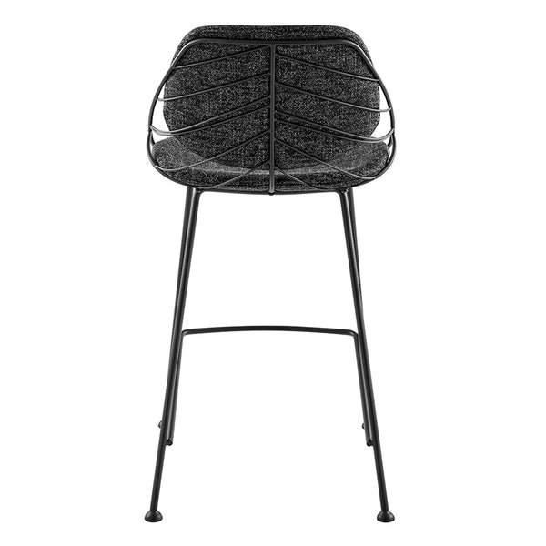 Linnea Art Deco Counter Stools Upholstered Leaf Back Steel Legs for Kitchen Bar Dining