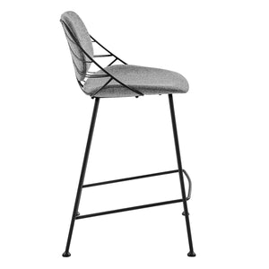 Linnea Art Deco Counter Stools Upholstered Leaf Back Steel Legs for Kitchen Bar Dining