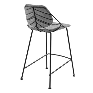 Linnea Art Deco Counter Stools Upholstered Leaf Back Steel Legs for Kitchen Bar Dining