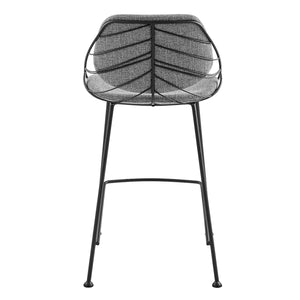 Linnea Art Deco Counter Stools Upholstered Leaf Back Steel Legs for Kitchen Bar Dining