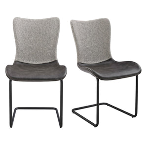 EE Test Vendor Juni Contemporary Side Chair Set of 2 Bold Silhouette Steel Base Mixed Upholstery EETEST-30568DKGRY