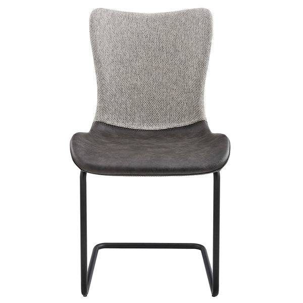 Juni Contemporary Side Chair Set of 2 Bold Silhouette Steel Base Mixed Upholstery