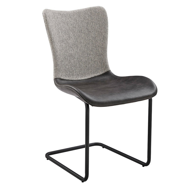 Juni Contemporary Side Chair Set of 2 Bold Silhouette Steel Base Mixed Upholstery