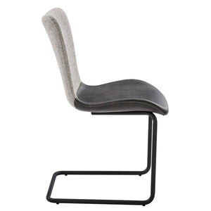 Juni Contemporary Side Chair Set of 2 Bold Silhouette Steel Base Mixed Upholstery