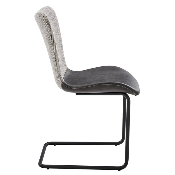 Juni Contemporary Side Chair Set of 2 Bold Silhouette Steel Base Mixed Upholstery