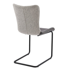Juni Contemporary Side Chair Set of 2 Bold Silhouette Steel Base Mixed Upholstery