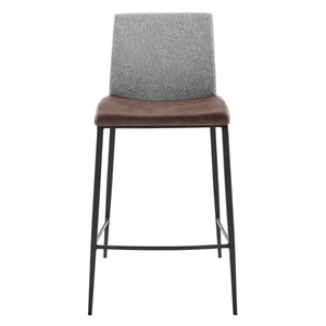 Rasmus Modern Counter Stool Set of 2 with Woven Back and Leatherette Seat Matte Legs