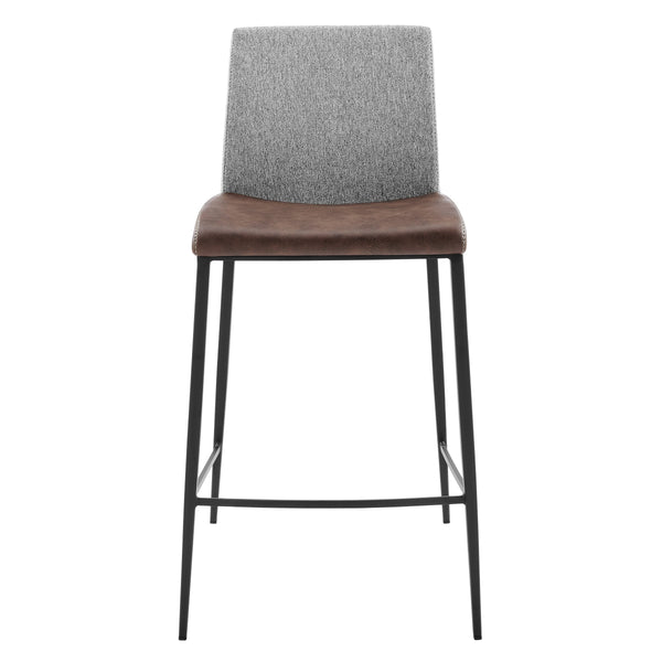 Rasmus Modern Counter Stool Set of 2 with Woven Back and Leatherette Seat Matte Legs