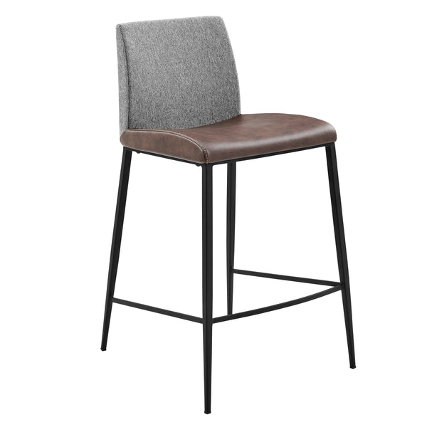 Rasmus Modern Counter Stool Set of 2 with Woven Back and Leatherette Seat Matte Legs
