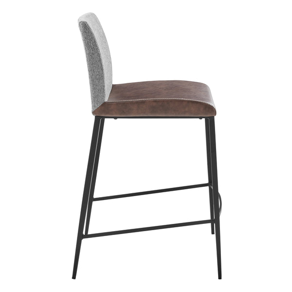 Rasmus Modern Counter Stool Set of 2 with Woven Back and Leatherette Seat Matte Legs
