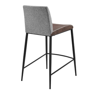 Rasmus Modern Counter Stool Set of 2 with Woven Back and Leatherette Seat Matte Legs