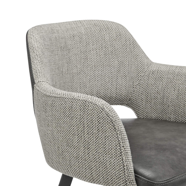 Desi Swivel Counter Stool Leatherette Seat Fabric Back Matte Black Steel Base for Kitchen Bar