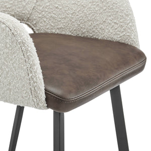 Desi Swivel Counter Stool Leatherette Seat Fabric Back Matte Black Steel Base for Kitchen Bar