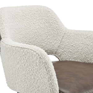 Desi Swivel Counter Stool Leatherette Seat Fabric Back Matte Black Steel Base for Kitchen Bar