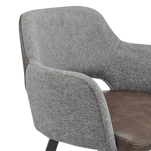 Desi Swivel Counter Stool Leatherette Seat Fabric Back Matte Black Steel Base for Kitchen Bar