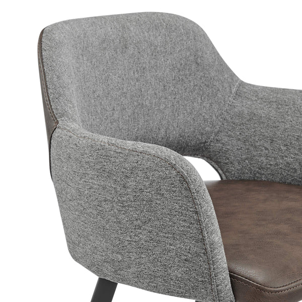 Desi Swivel Counter Stool Leatherette Seat Fabric Back Matte Black Steel Base for Kitchen Bar