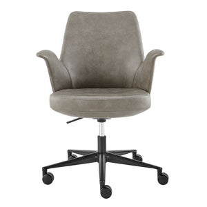 Lise Contract Grade Leatherette Office Chair with Flared Arms and Matte Steel Base