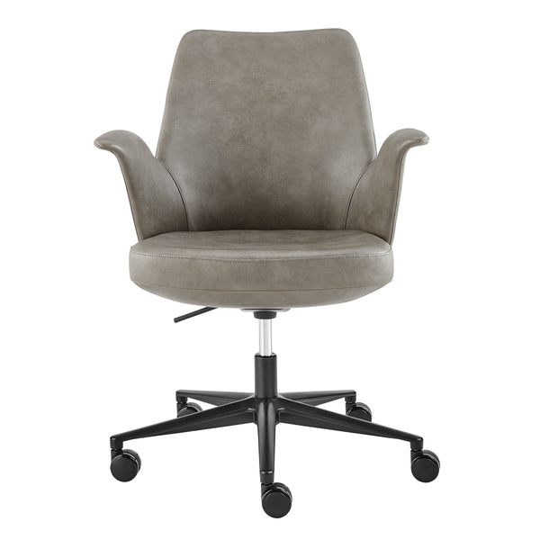 Lise Contract Grade Leatherette Office Chair with Flared Arms and Matte Steel Base